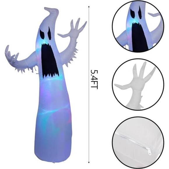 Twinkle Star 5.4 FT Lighted White Ghost Inflatable - Picture 2 of 7